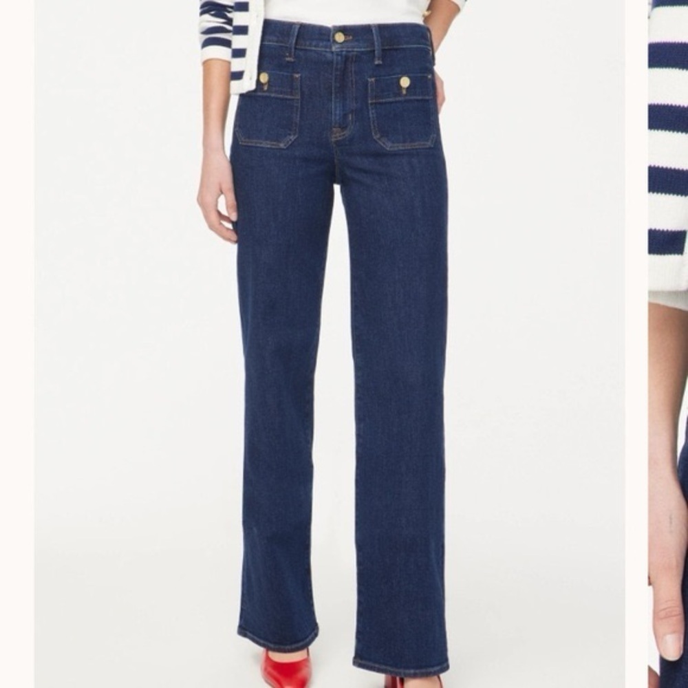 J. Crew dark wash Slim wide-leg sailor jean in all-day stretch 27”​